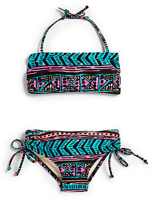 Milly Minis Toddler's & Little Girl's Two-Piece Ruched Neon Bandeau Bikini
