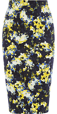 Warehouse Dark Abstract Floral Pencil Skirt, Multi