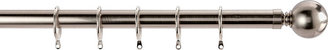 Home of Style Satin Steel Fixed Curtain Pole & Ball Finial - 1.8m