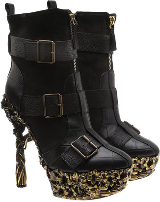 Alexander McQueen Ankle Boot With Floral Heel