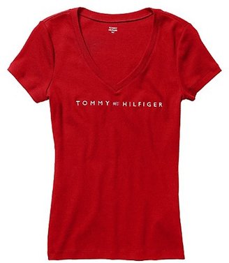 Tommy Hilfiger Women's Signature Short Sleeve V-Neck Tee