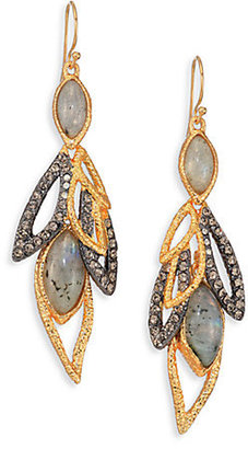 Alexis Bittar Elements Phoenix Labradorite & Crystal Dangling Leaf Earrings