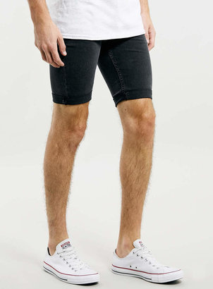 Topman Black Spray On Denim Shorts