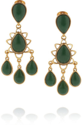 Oscar de la Renta Gold-plated cabochon clip earrings