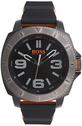 HUGO BOSS Silicone Ionic Black Plated Steel Mens Strap Watch