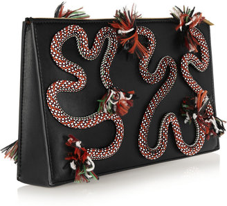 Stella McCartney Rope-embroidered faux leather clutch