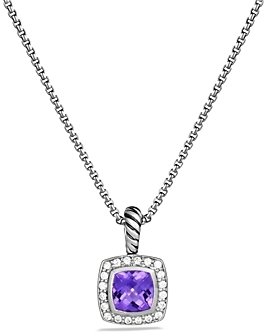 David Yurman Petite Albion Pendant with Amethyst and Diamonds on Chain