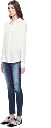 Equipment Solid Crepe de Chine Brett Shirt With Daisy Lace Collar