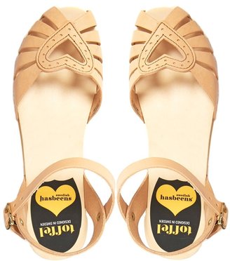 Swedish Hasbeens Nature Heart Medallion Low Heeled Sandals