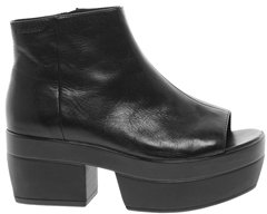 Vagabond Lindi Platform Black Peep Toe Ankle Boots - Black