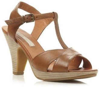 Pied A Terre Ladies FICKLE - TAN Leather T-Bar Sandal with Cross-Over Toe Strap