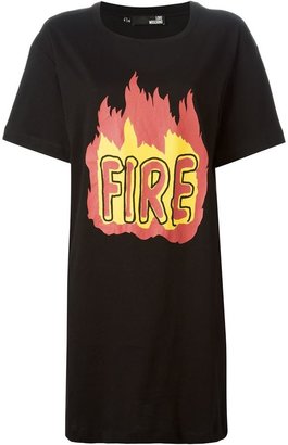 Love Moschino 'Fire' print oversized T-shirt