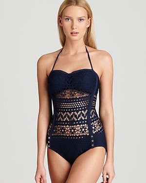 Robin Piccone Penelope Bandeau One Piece Swimsuit with Sheer Waist