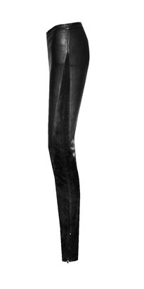 Alice + Olivia Leather High Waist Front Zip Angle Panel Legging