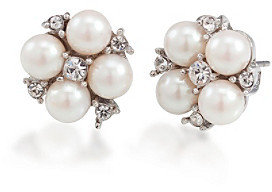 Carolee Silvertone Small Cluster Button Earrings