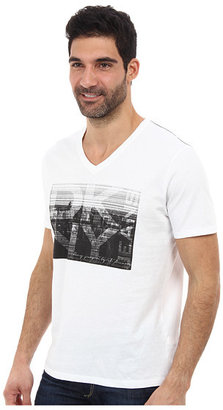 DKNY Short Sleeve Photocopied Logo V-Neck Tee