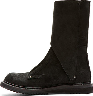 Rick Owens Black Suede New Army Boots