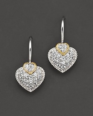 Judith Ripka White Sapphire Pave Heart Earrings
