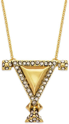 House Of Harlow Gold-Tone Crystal Triangle Pendant Necklace
