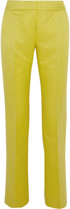 L'Wren Scott Cotton and silk-blend jacquard straight-leg pants