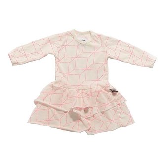 Nununu - Grid Tutu Dress - White/Neon Pink