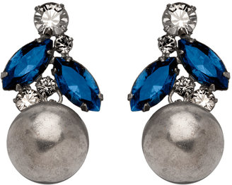 Janis Savitt Janis by Silver Shade and Blue Crystal Earrings