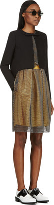 Carven Black & Gold Mesh Resille Dress