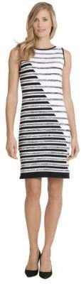 Joan Vass Sleeveless Sliced Stripe Dress