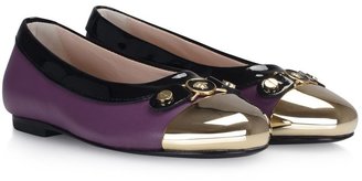 Versace Girls Purple Leather Slip On Shoes