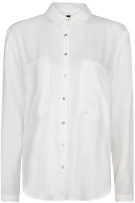MANGO Crepe Long Sleeve Shirt, Natural White