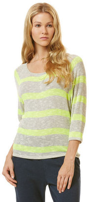 C&C California Vivid stripe 3⁄4 sleeve loose knit raglan top