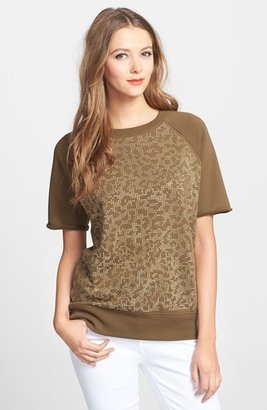 MICHAEL Michael Kors Studded Front French Terry Top (Petite)