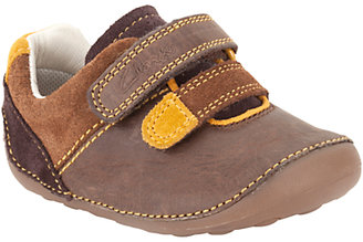 Clarks Tiny Twin Rip-Tape Strap Shoes, Brown