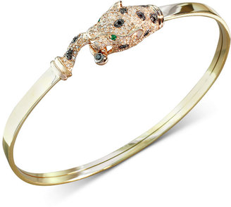 Effy Signature White and Black Diamond (5/8 ct. t.w.) and Emerald Accent Panther Bracelet in 14k Gold and Rose Gold