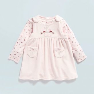 J by Jasper Conran Designer Babies pale pink velour bunny pinafore set
