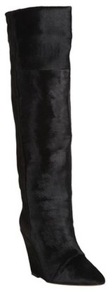 Isabel Marant black suede and calf hair wedge heel boots