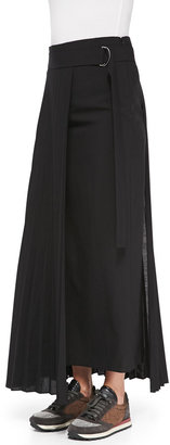 Brunello Cucinelli Belted Pleat-Panel Maxi Skirt