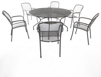 Debenhams Steel 'Carlo' round outdoor table and 6 stacking chairs