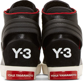 Y-3 Black Leather Laver High Sneakers