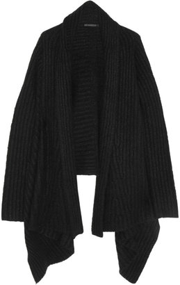 Donna Karan Ribbed cashmere and silk-blend cardigan
