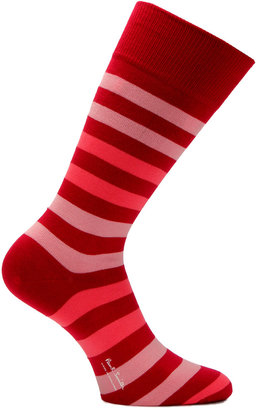 Paul Smith Red Two-Tone Striped Socks