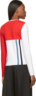 J.W.Anderson Red & White Asymmetric Stripe Sweater