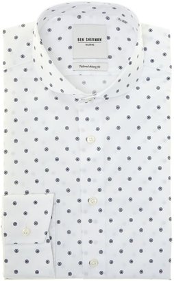 Ben Sherman Men's Polka dot print penny collar slim fit shirt
