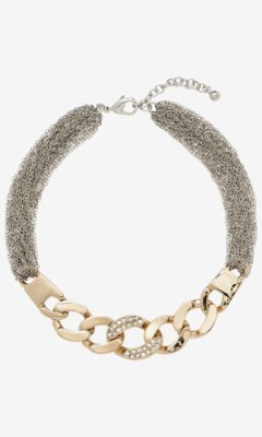 Express Pave Status Link And Fine Chain Necklace