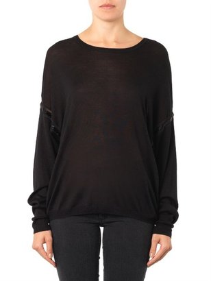 L'Agence Embellished-sleeve silk-blend sweater