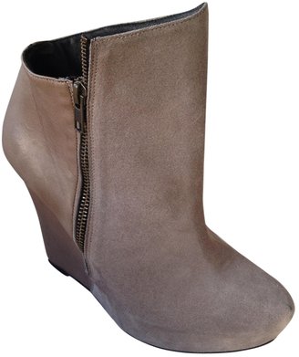 American Retro Grey Leather Ankle boots
