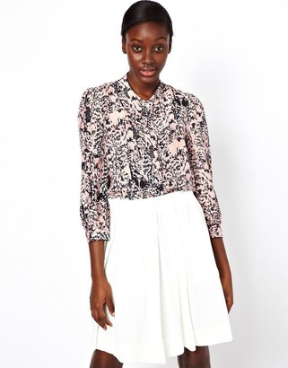 See by Chloe Silk Blouse with Puff Sleeves in Cobra Print - Pink