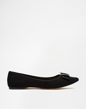 Carvela Minty Suedette Flat Shoes with Bow - Black
