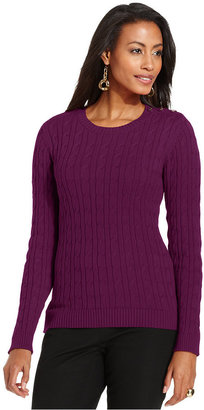 Charter Club Cable-Knit Button-Shoulder Sweater