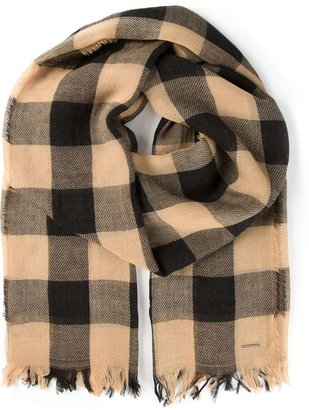 Woolrich Fringed Checked Scarf